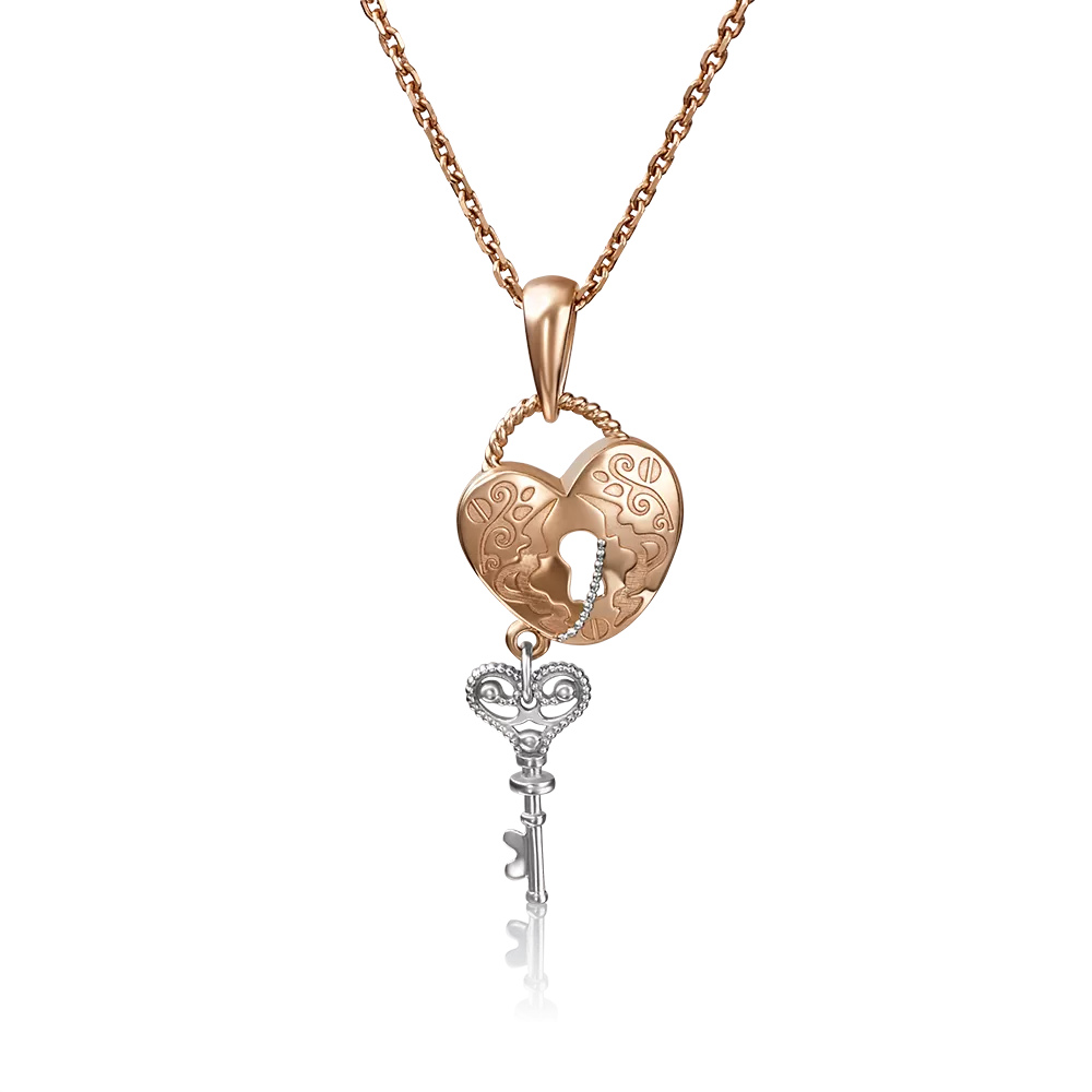 Подвеска «Ключ от сердца» из комбинированного золота 03-2881-00-000-1111