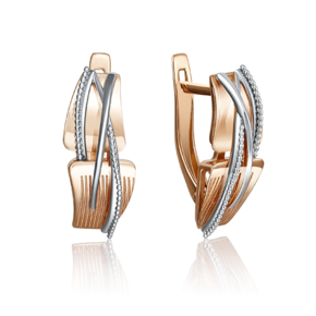 Серьги с английским замком из комбинированного золота 02-4070-00-000-1111-48