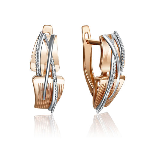 Серьги с английским замком из комбинированного золота 02-4070-00-000-1111-48