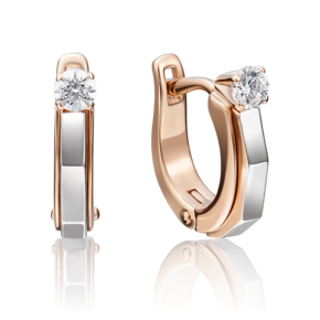 Серьги с английским замком из комбинированного золота с бриллиантом 02-4124-00-101-1111-30