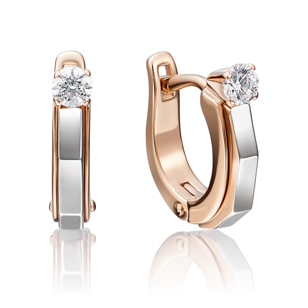 Серьги с английским замком из комбинированного золота с бриллиантом 02-4124-00-101-1111-30