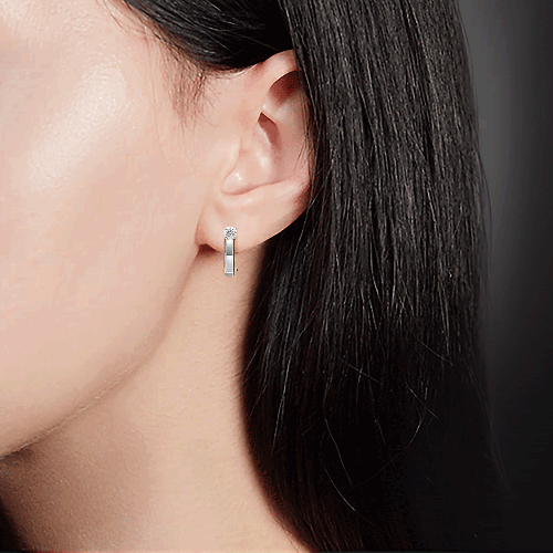 Серьги с английским замком из комбинированного золота с бриллиантом 02-4124-00-101-1111-30