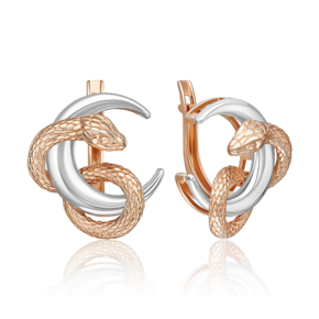 Серьги ««Ночные охотницы» с английским замком из комбинированного золота 02-5292-00-000-1111