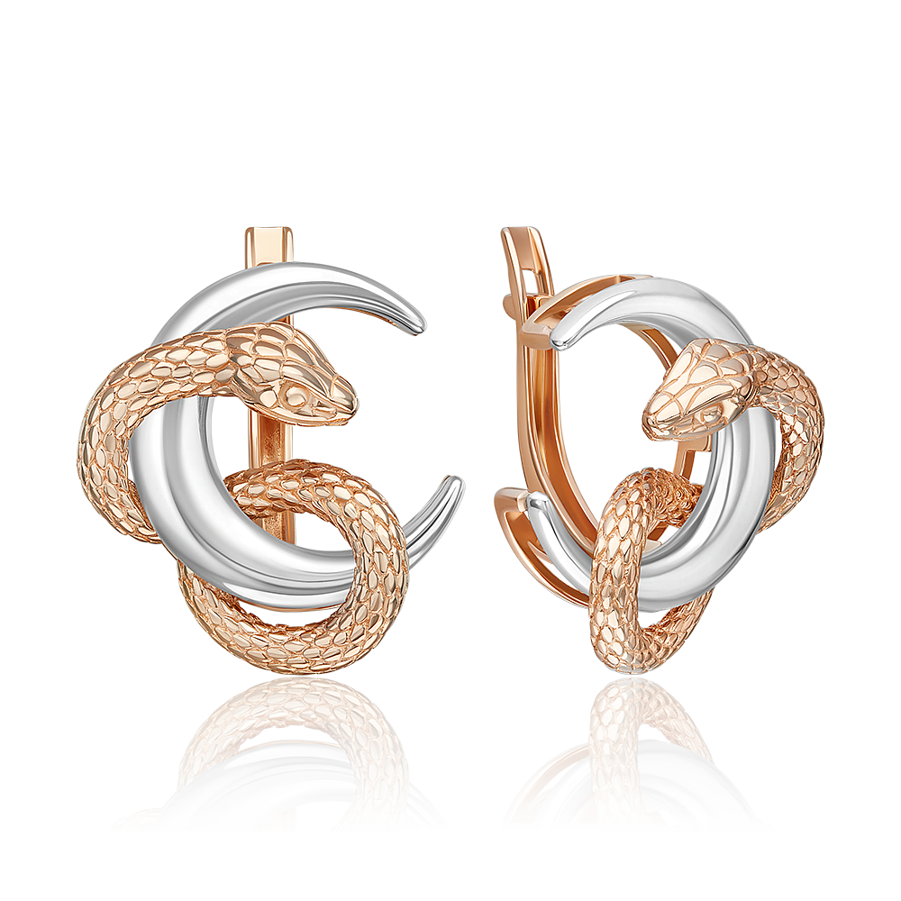 Серьги ««Ночные охотницы» с английским замком из комбинированного золота 02-5292-00-000-1111