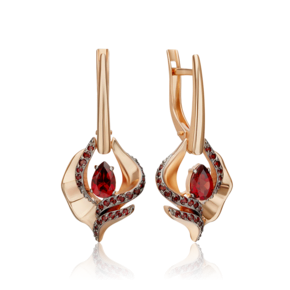 Серьги «Стихия Огня» из красного золота с гранатами 02-5181-00-204-1110