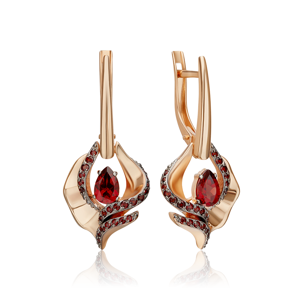 Серьги «Стихия Огня» из красного золота с гранатами 02-5181-00-204-1110