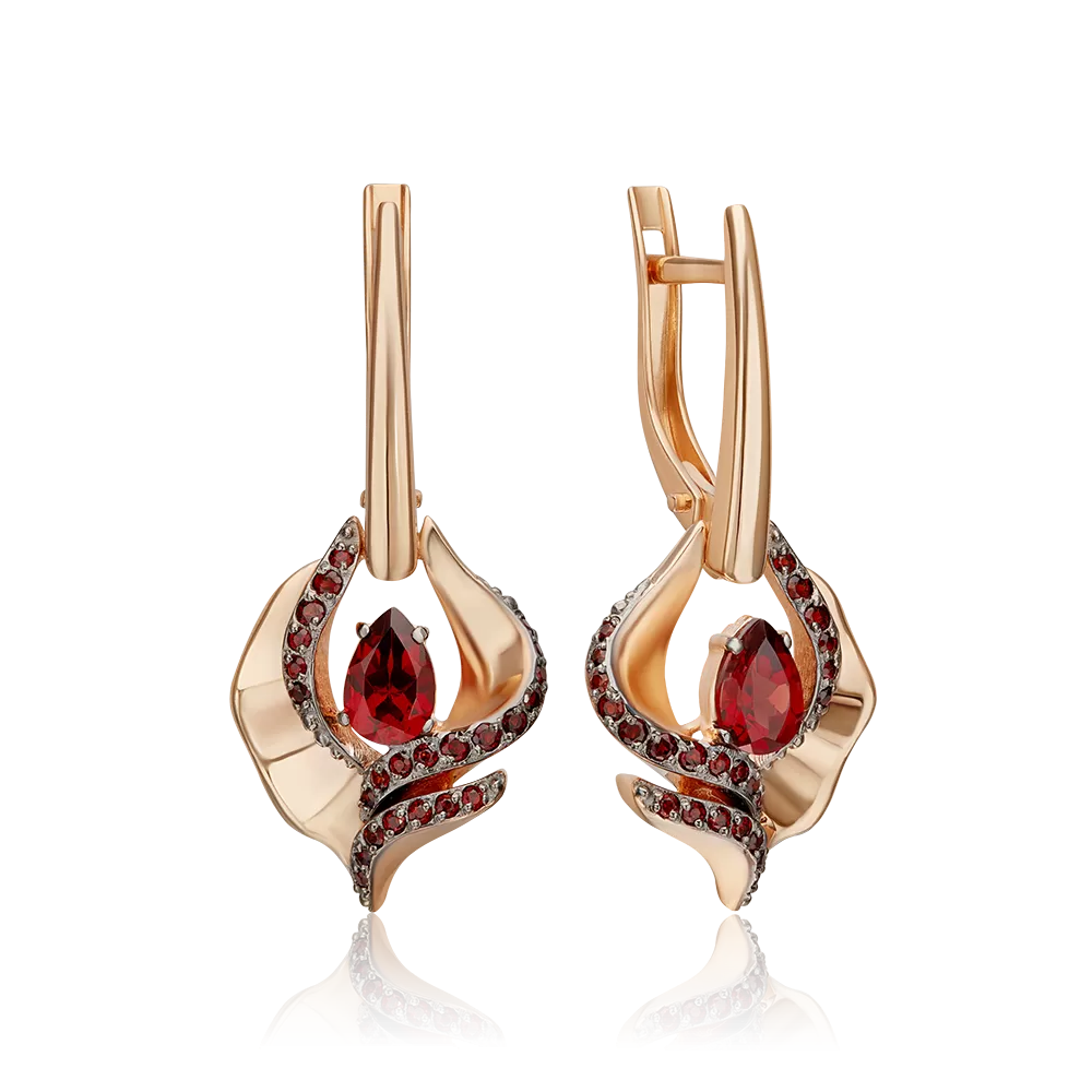 Серьги «Стихия Огня» из красного золота с гранатами 02-5181-00-204-1110
