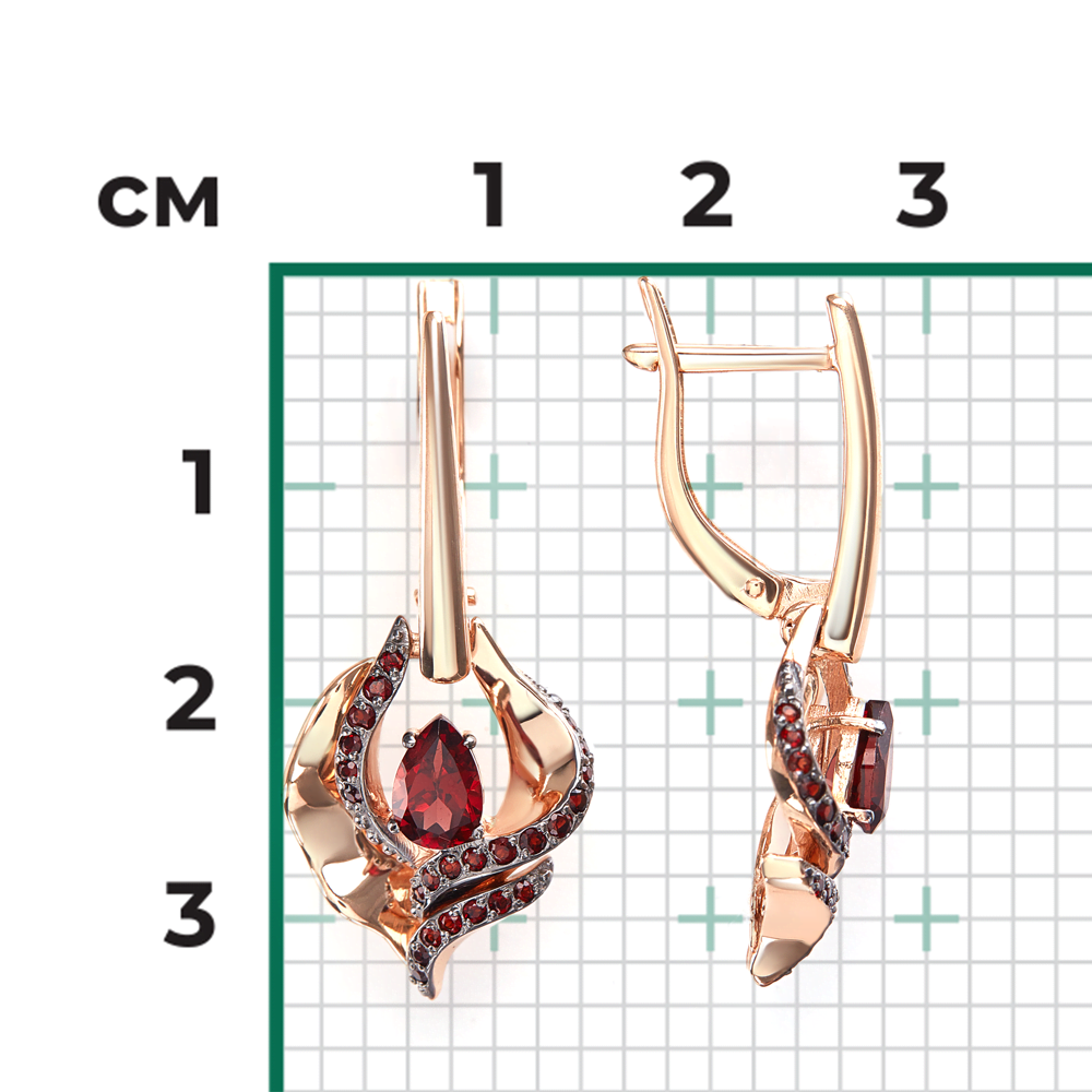Серьги «Стихия Огня» из красного золота с гранатами 02-5181-00-204-1110