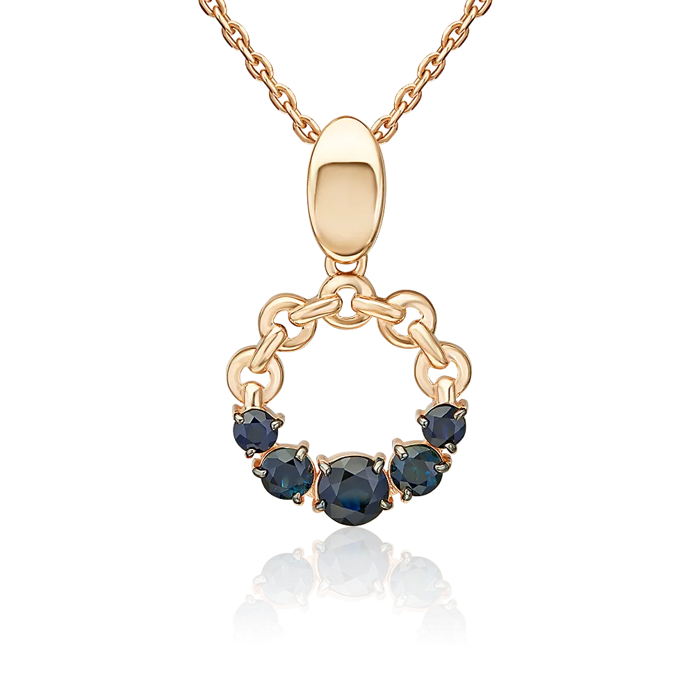 Подвеска из красного золота с сапфирами 03-3614-00-102-1110