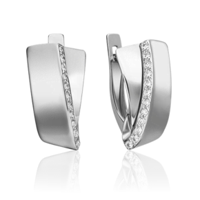 Серьги с английским замком из белого золота с фианитами 02-4570-00-401-1120-23