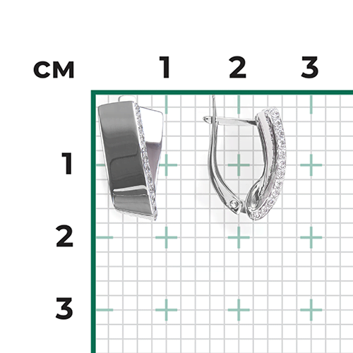 Серьги с английским замком из белого золота с фианитами 02-4570-00-401-1120-23