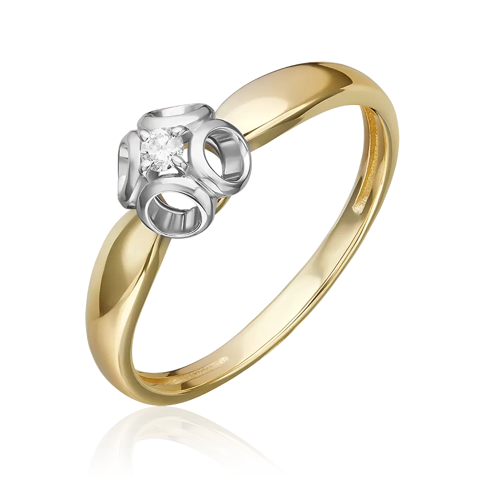 Кольцо из комбинированного золота с бриллиантом 01-5796-00-101-1121