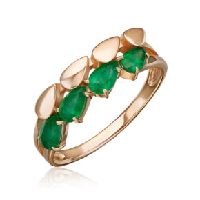 Кольцо из красного золота с изумрудами 01-5842-00-103-1110
