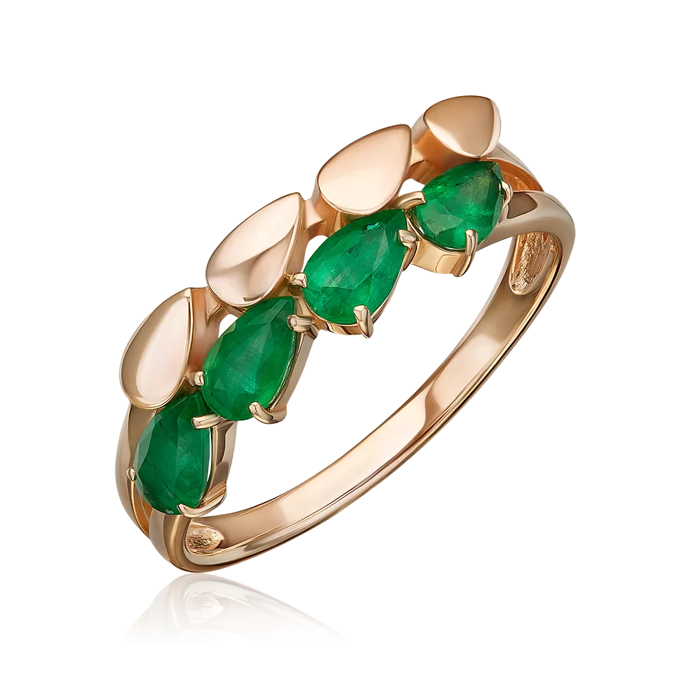 Кольцо из красного золота с изумрудами 01-5842-00-103-1110