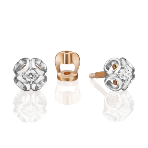 Серьги-пусеты из комбинированного золота с бриллиантом 02-5333-00-101-1111