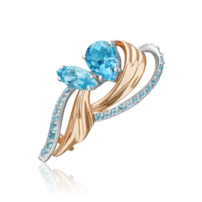 Брошь «Стихия Воды» из комбинированного золота с топазами 04-0285-00-201-1111