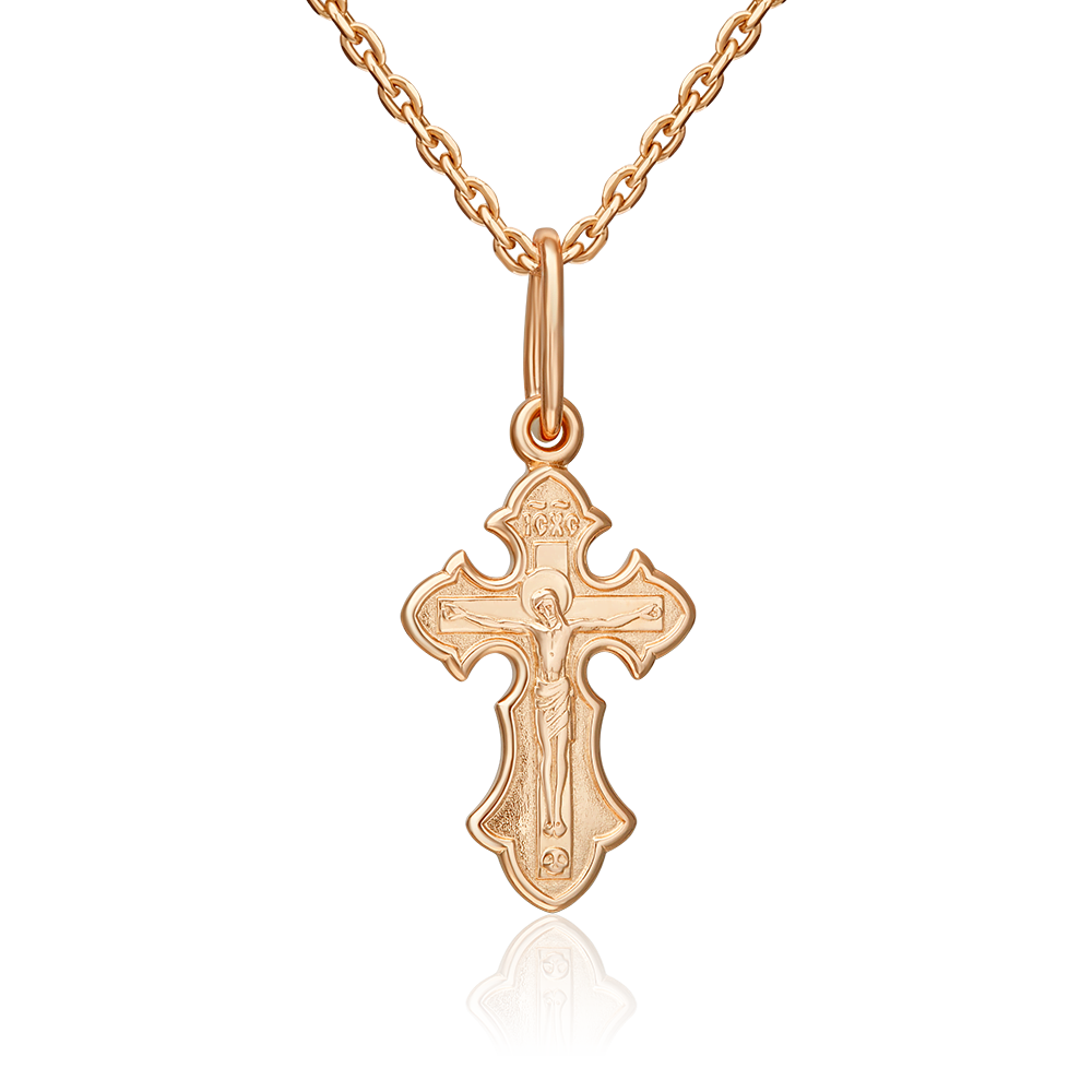 Православный крест из красного золота 03-1633-00-000-1110