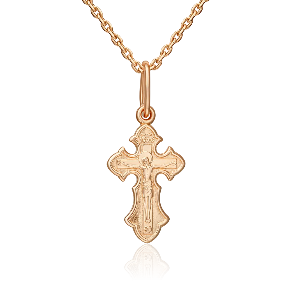 Православный крест из красного золота 03-1633-00-000-1110