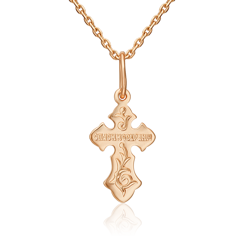 Православный крест из красного золота 03-1633-00-000-1110