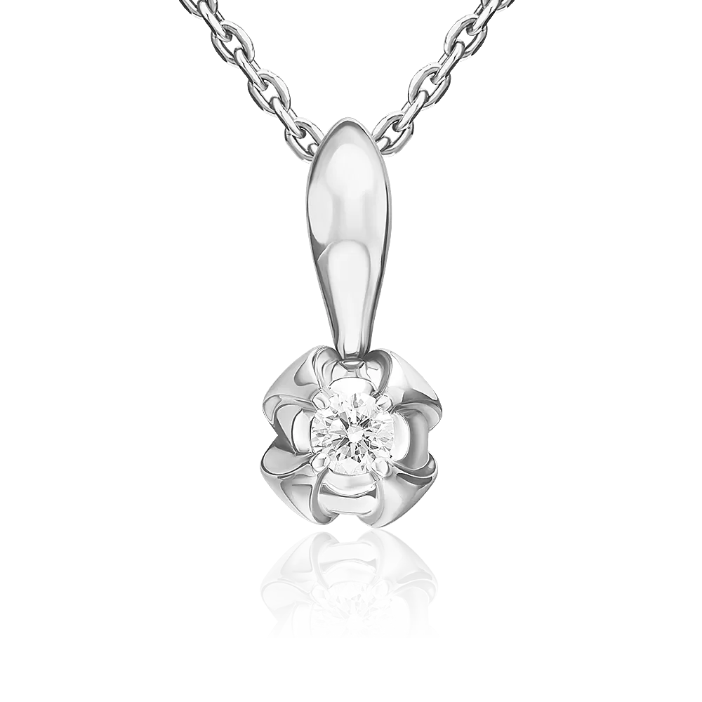 Подвеска из белого золота с бриллиантом 03-3521-00-101-1120