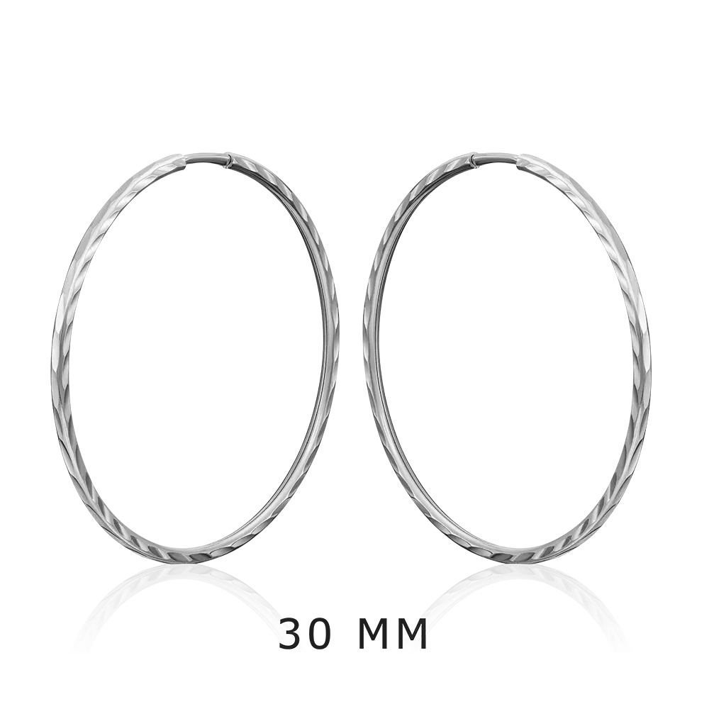 Серьги-конго из белого золота с алмазной гранью 02-0074-03-000-1120-19