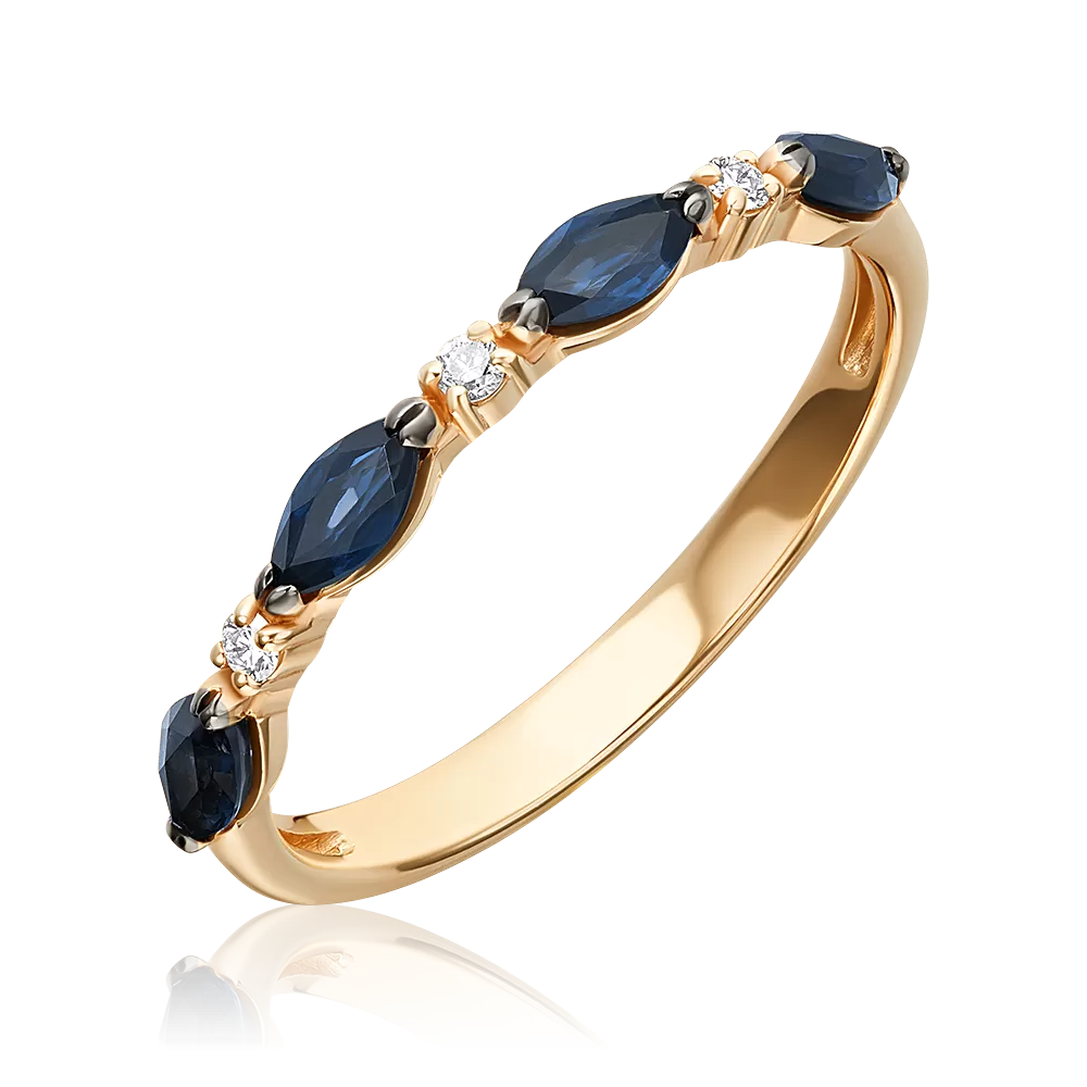 Кольцо из красного золота с сапфирами и бриллиантами 01-1568-00-105-1110-30