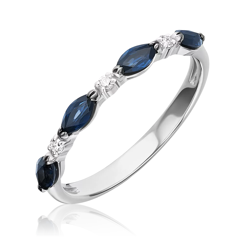 Кольцо из белого золота с сапфирами и бриллиантами 01-1568-00-105-1120-30