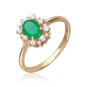 Кольцо из красного золота с халцедоном и фианитами 01-4522-00-275-1110-47