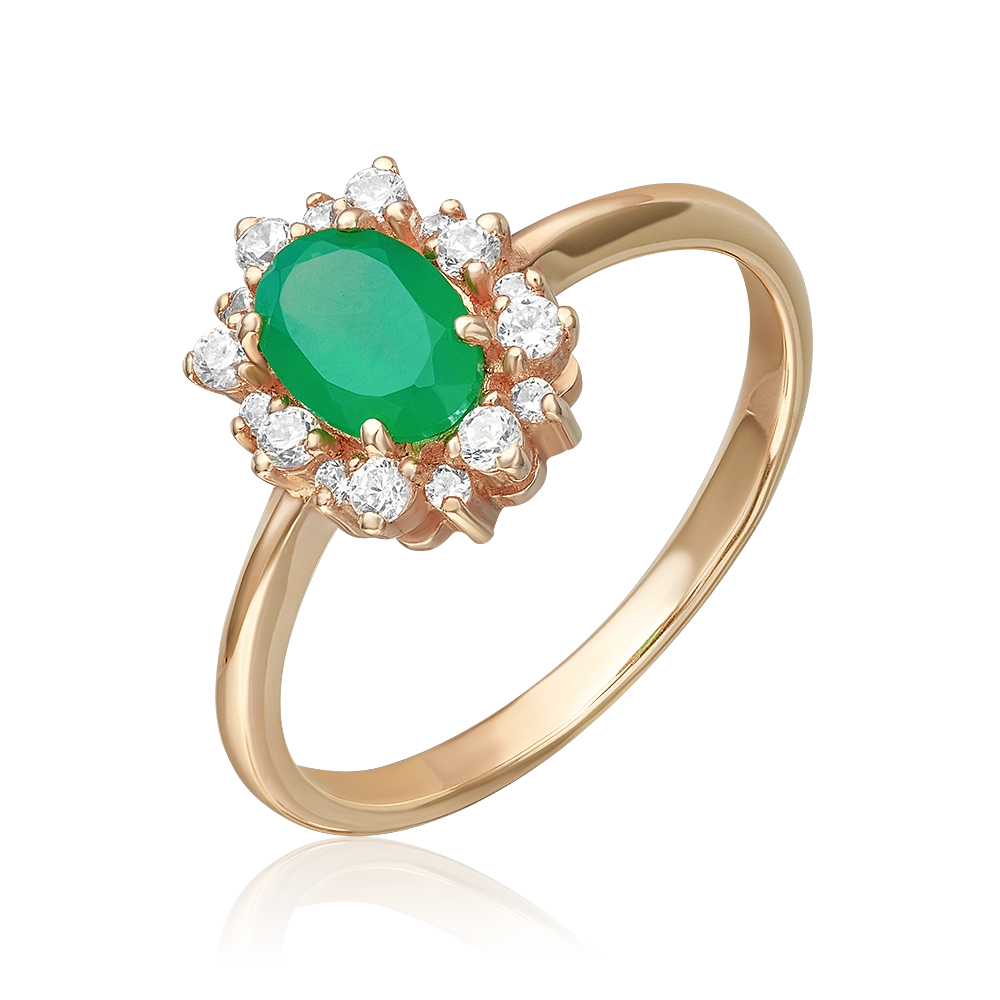 Кольцо из красного золота с халцедоном и фианитами 01-4522-00-275-1110-47