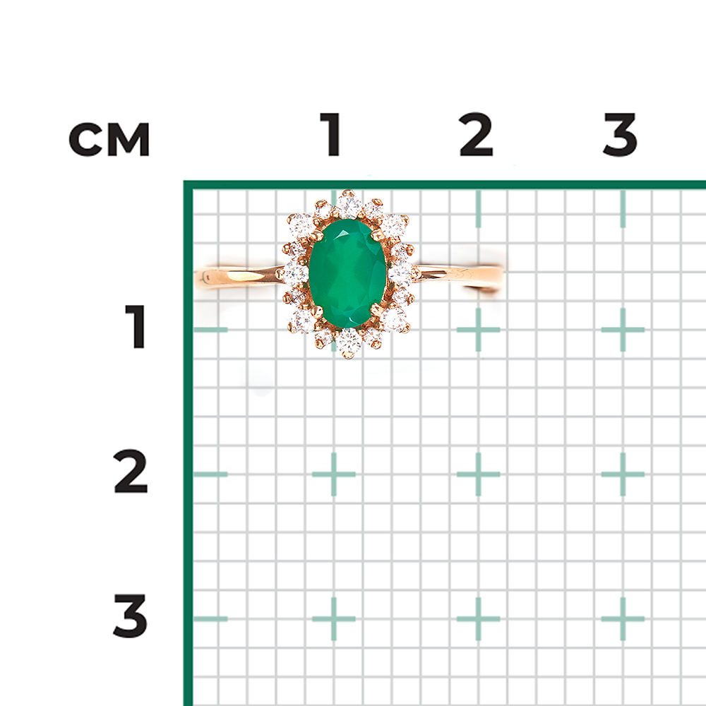 Кольцо из красного золота с халцедоном и фианитами 01-4522-00-275-1110-47