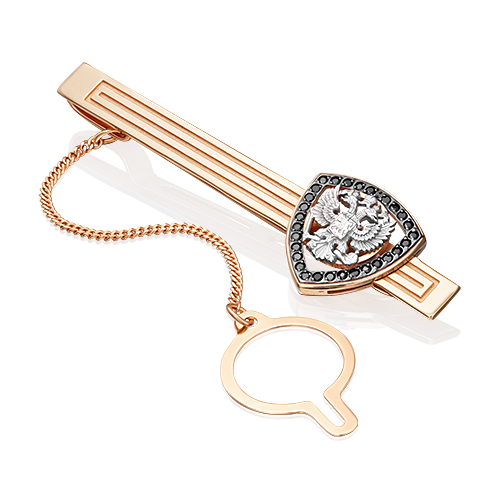 Зажим для галстука из комбинированного золота с фианитами 09-0042-00-402-1111-03