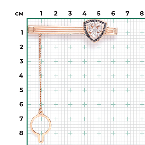 Зажим для галстука из комбинированного золота с фианитами 09-0042-00-402-1111-03