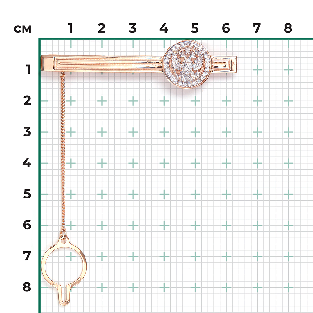 Зажим для галстука из комбинированного золота с фианитами 09-0043-00-401-1111-03