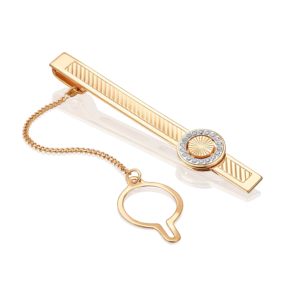 Зажим для галстука из красного золота с фианитами 09-0044-00-401-1110-03