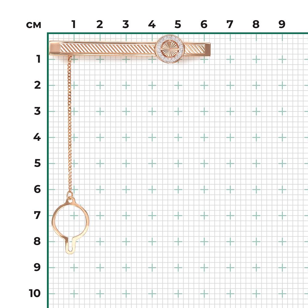 Зажим для галстука из красного золота с фианитами 09-0044-00-401-1110-03