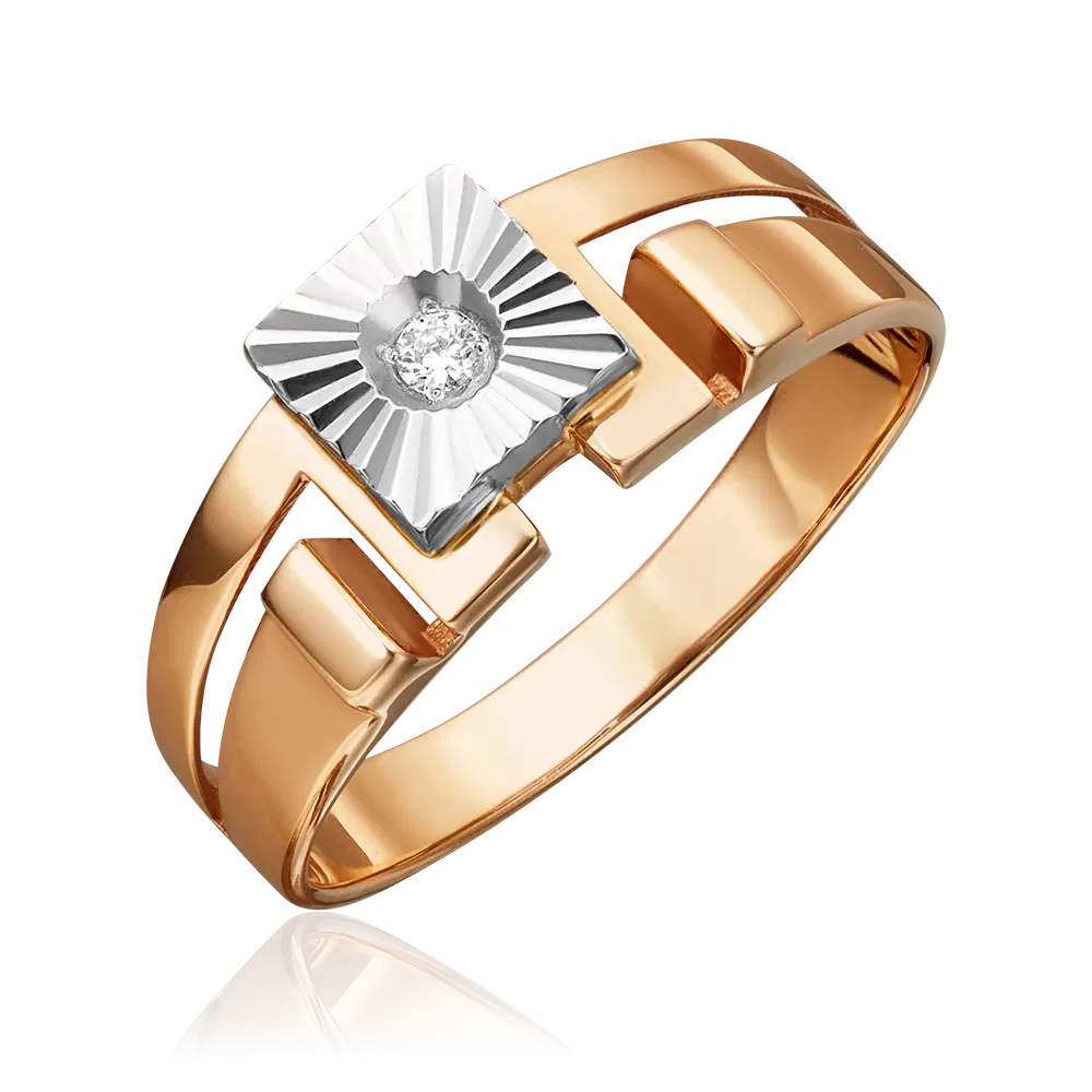 Печатка из комбинированного золота с фианитом 01-1141-00-401-1111-05