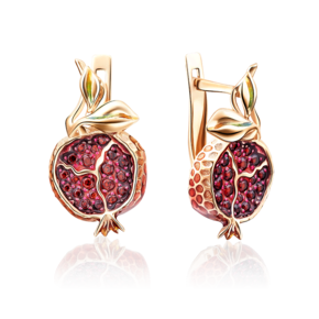 Серьги «Спелый гранат» с английским замком из красного золота с гранатами и эмалью 02-4047-00-204-1110-57