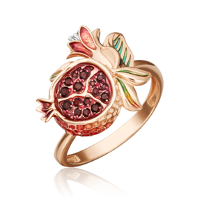 Кольцо «Спелый гранат» из красного золота с гранатами и эмалью 01-5465-00-204-1110-57
