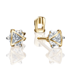 Серьги-пусеты из лимонного золота с фианитом 02-4116-00-401-1130