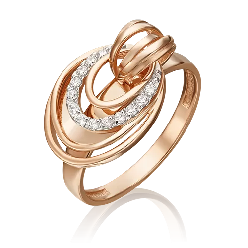 Кольцо из красного золота с фианитами 01-5441-00-401-1110-23