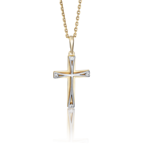 Декоративный крест из комбинированного золота с фианитами 03-2735-00-401-1121-03