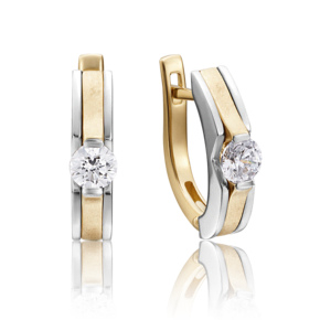 Серьги с английским замком из комбинированного золота с фианитом 02-4188-00-501-1121-38