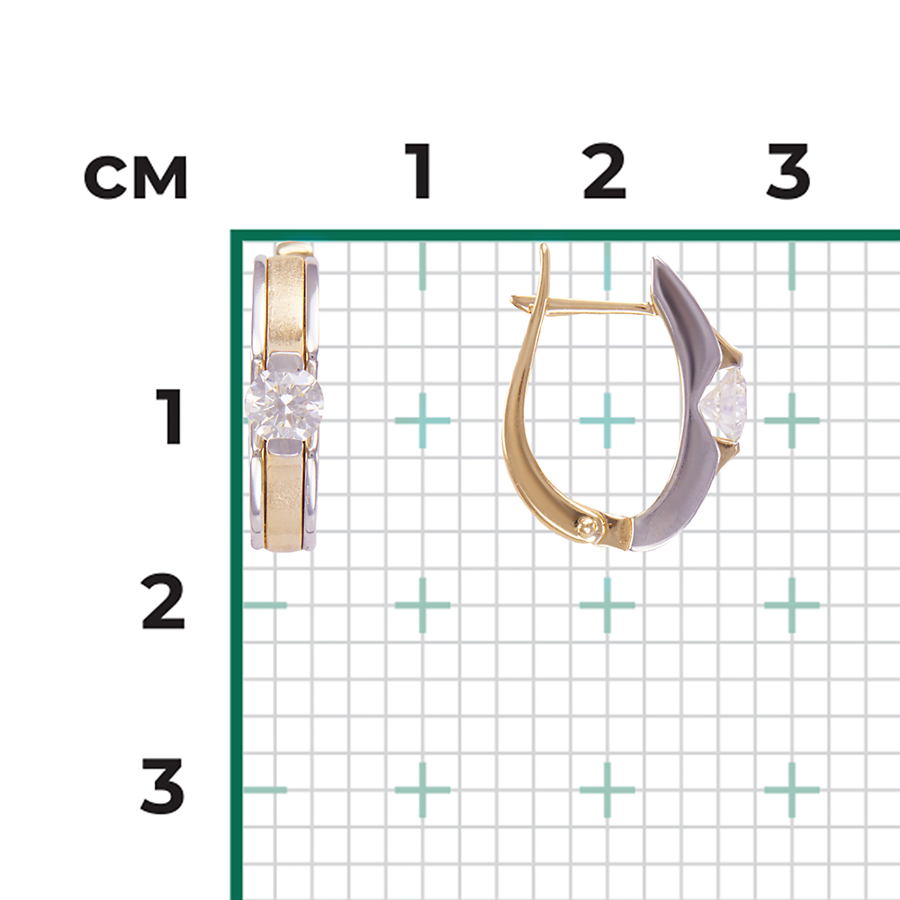 Серьги с английским замком из комбинированного золота с фианитом 02-4188-00-501-1121-38