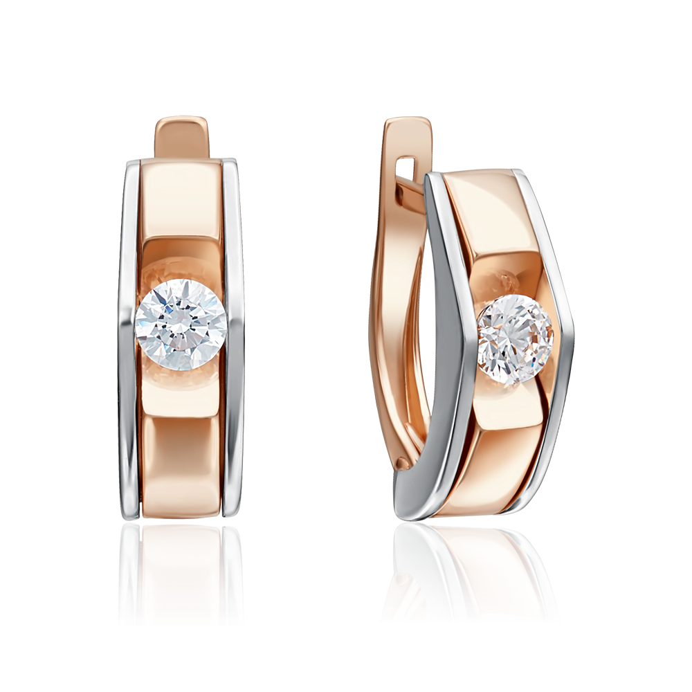 Серьги с английским замком из комбинированного золота с бриллиантом 02-4138-00-101-1111-30