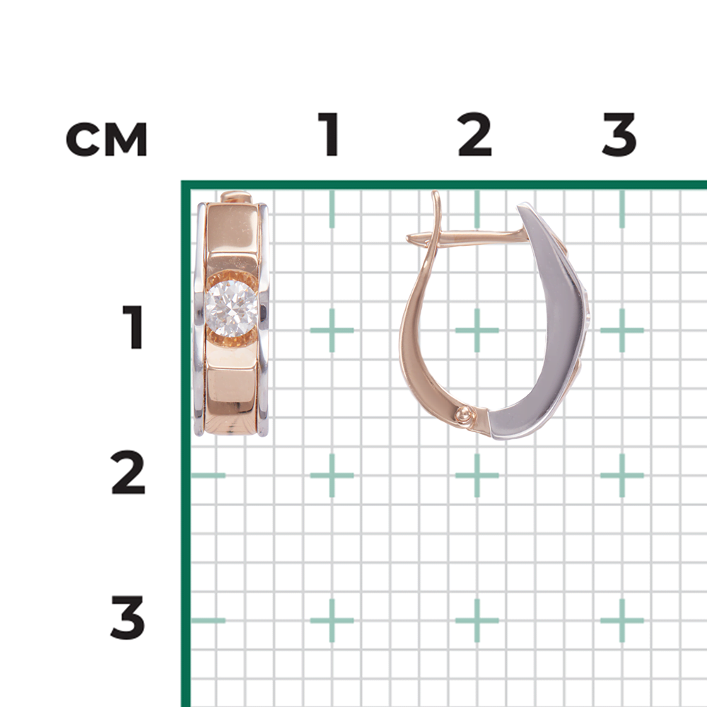 Серьги с английским замком из комбинированного золота с бриллиантом 02-4138-00-101-1111-30