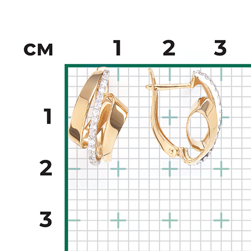 Серьги с английским замком из комбинированного золота с фианитами 02-4562-00-401-1121-24