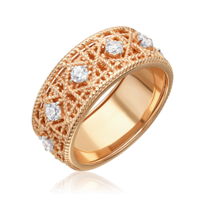 Кольцо из красного золота с фианитами