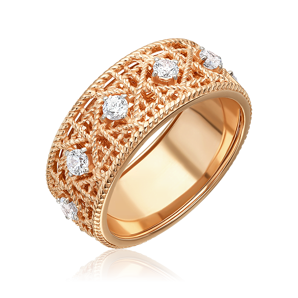 Кольцо из красного золота с фианитами 01-5921-00-401-1110