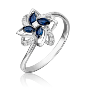 Кольцо из белого золота с сапфирами и бриллиантами 01-1573-00-105-1120-30