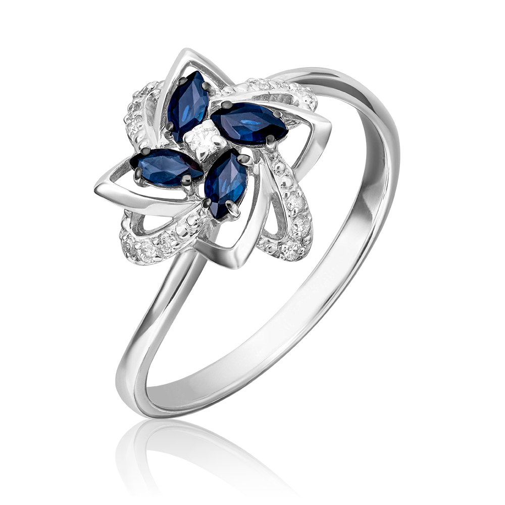 Кольцо из белого золота с сапфирами и бриллиантами 01-1573-00-105-1120-30